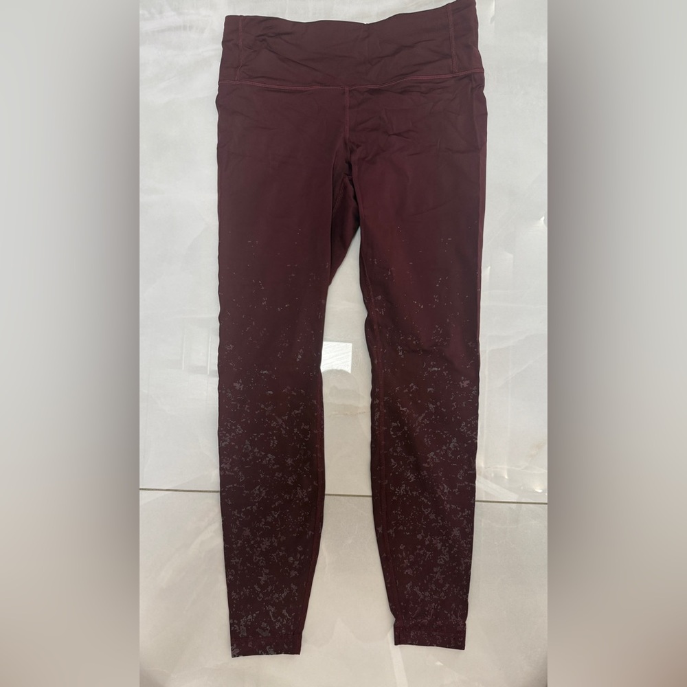Lululemon Speed Wunder Mid-Rise Tight 28" Garnet Speckle Shine - Size 10